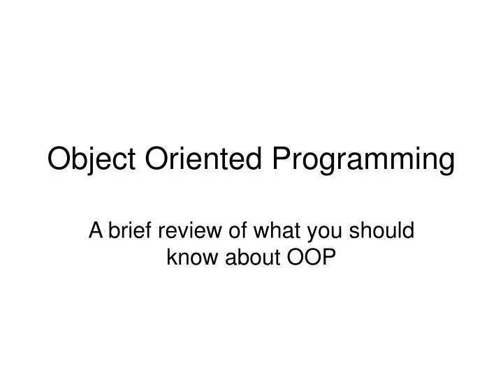 object oriented programming