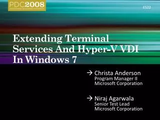 Extending Terminal Services And Hyper-V VDI In Windows 7