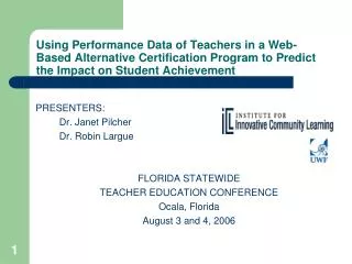Using Performance Data of Teachers in a Web-Based Alternative Certification Program to Predict the Impact on Student Ach