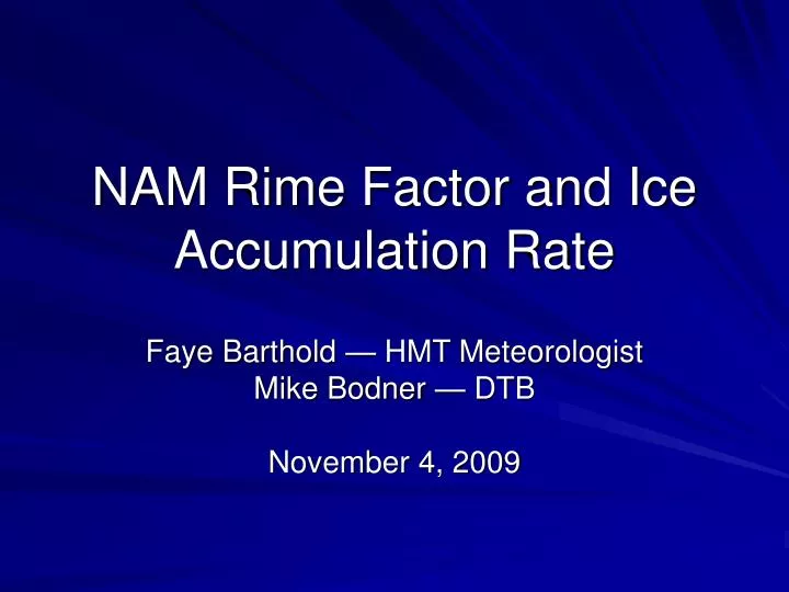 nam rime factor and ice accumulation rate