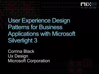User Experience Design Patterns for Business Applications with Microsoft Silverlight 3