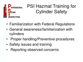 PSI Hazmat Training for Cylinder Safety