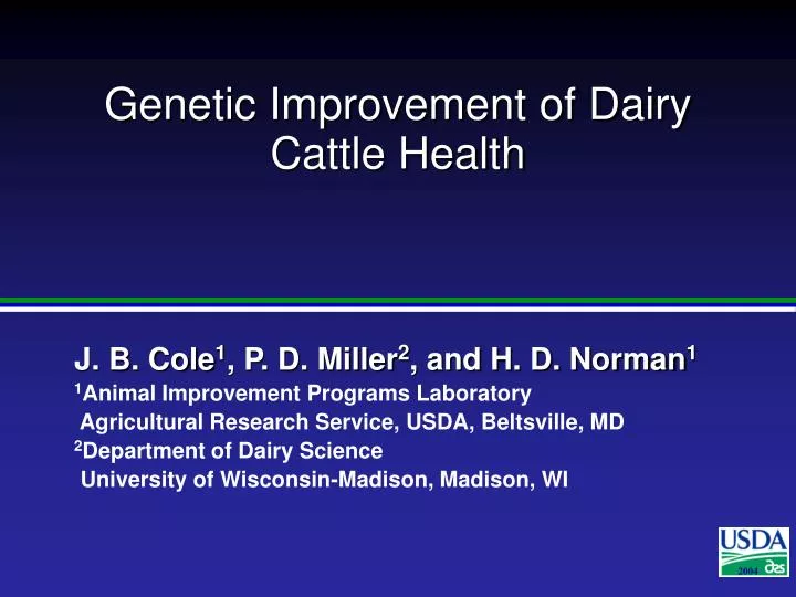 genetic improvement of dairy cattle health