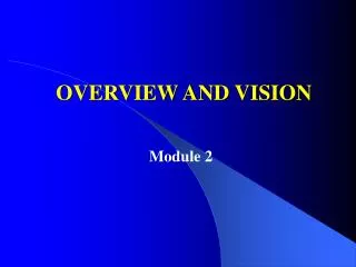 OVERVIEW AND VISION