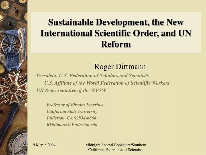sustainable development the new international scientific order and un reform