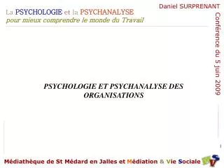 PSYCHOLOGIE ET PSYCHANALYSE DES ORGANISATIONS