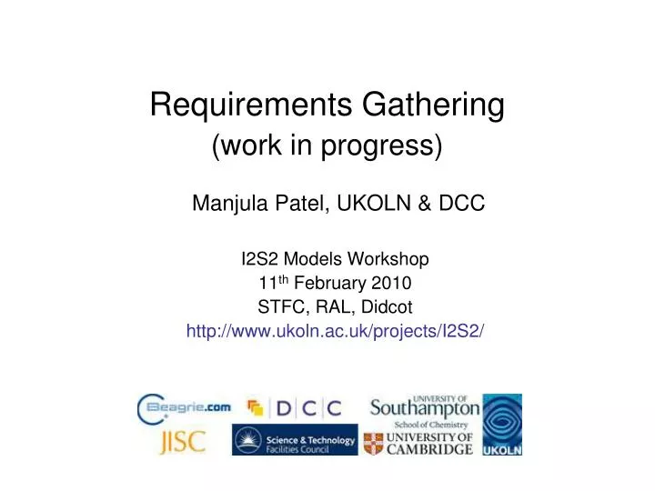 requirements gathering work in progress