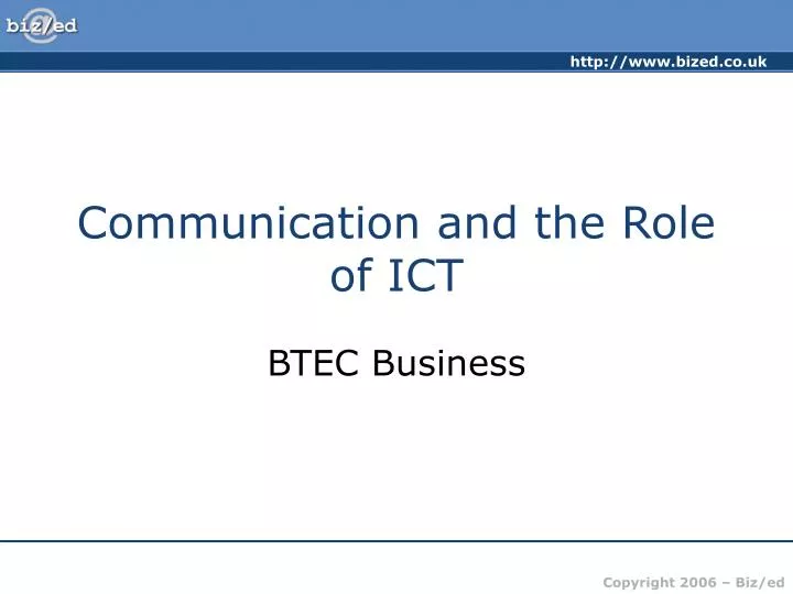 communication and the role of ict
