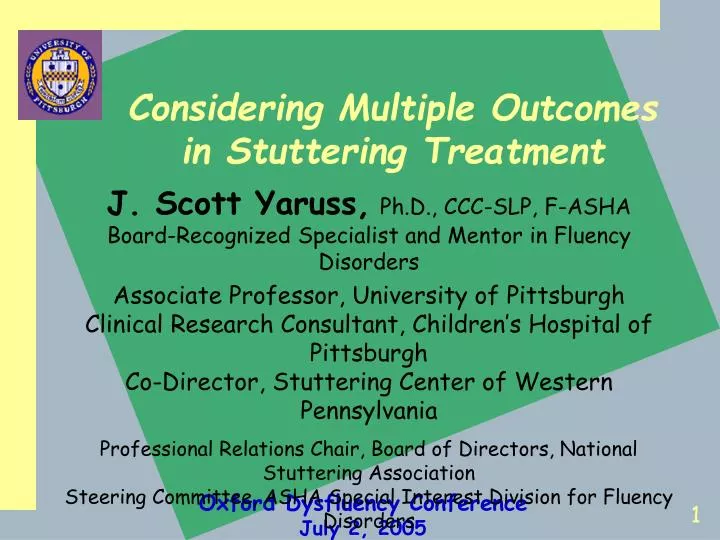 considering multiple outcomes in stuttering treatment