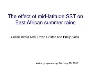 The effect of mid-latitude SST on East African summer rains
