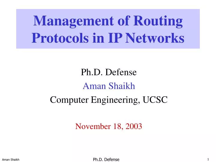 management of routing protocols in ip networks