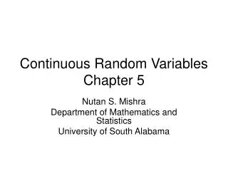 Continuous Random Variables Chapter 5