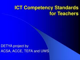 ICT Competency Standards for Teachers