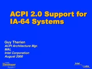 ACPI 2.0 Support for IA-64 Systems