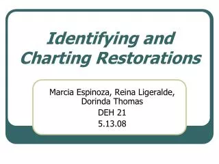 Identifying and Charting Restorations