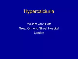 Hypercalciuria