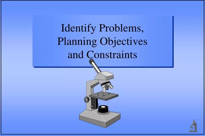 identify problems planning objectives and constraints