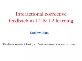 Interactional corrective feedback in L1 &amp; L2 learning