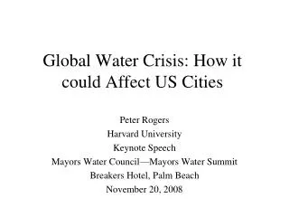 Global Water Crisis: How it could Affect US Cities
