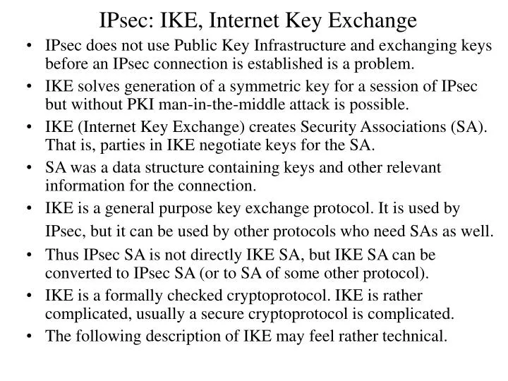 ipsec ike internet key exchange
