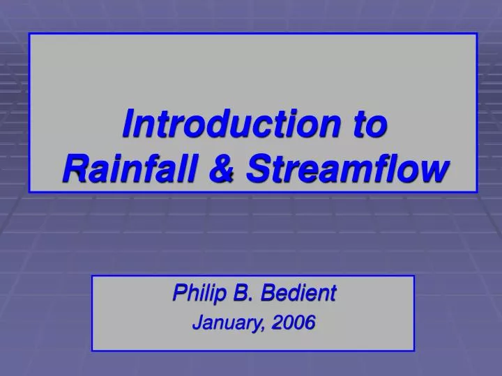 introduction to rainfall streamflow