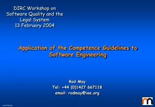 Application of the Competence Guidelines to Software Engineering