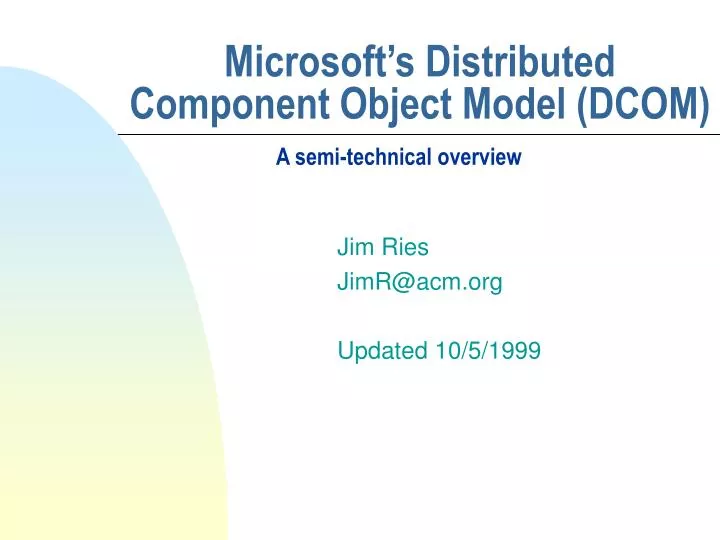 microsoft s distributed component object model dcom