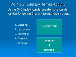 Do Now: Literary Terms Activity