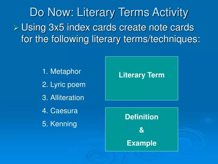 do now literary terms activity