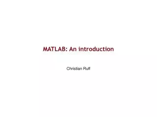 MATLAB: An introduction