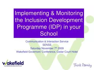 Implementing &amp; Monitoring the Inclusion Development Programme (IDP) in your School
