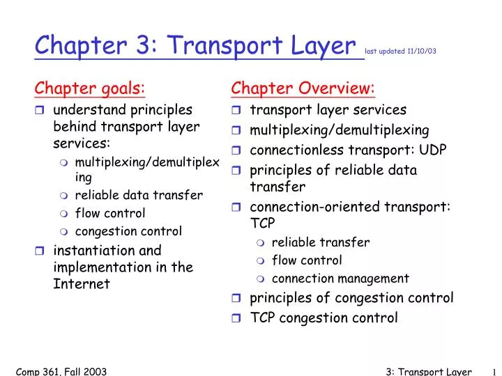 chapter 3 transport layer last updated 11 10 03