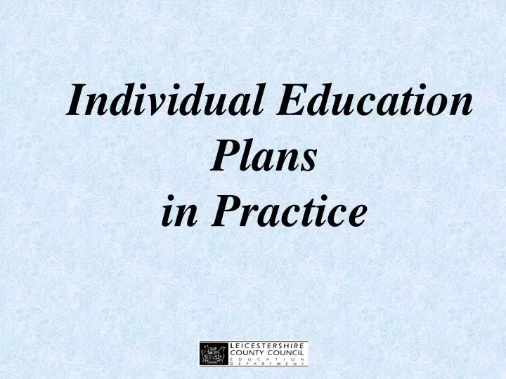 individual education plans in practice