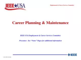 Career Planning &amp; Maintenance