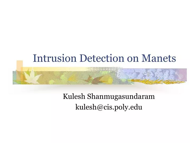 intrusion detection on manets