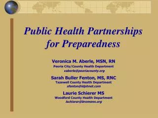 Public Health Partnerships for Preparedness