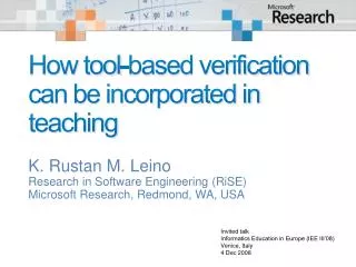 How tool-based verification can be incorporated in teaching