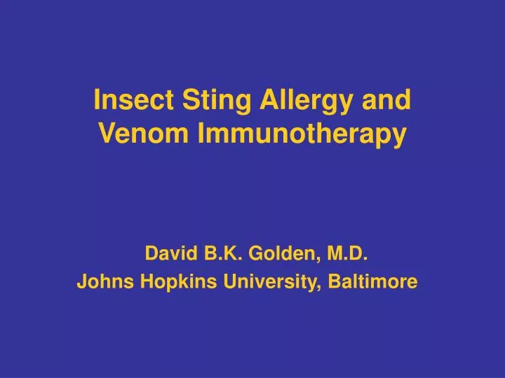 insect sting allergy and venom immunotherapy