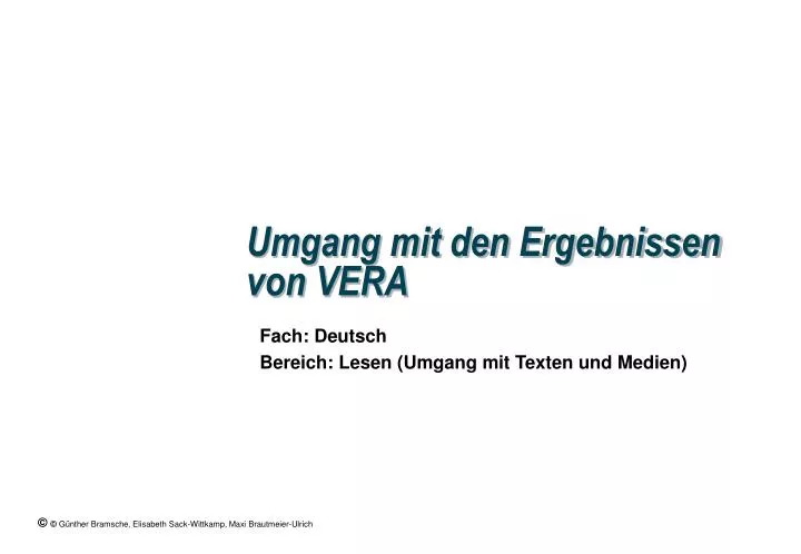 umgang mit den ergebnissen von vera