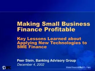 Making Small Business Finance Profitable