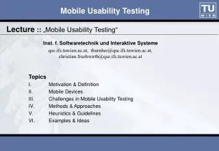 Mobile Usability Testing