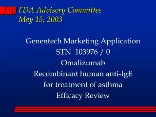 FDA Advisory Committee May 15, 2003
