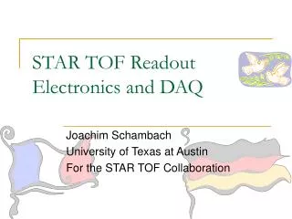 STAR TOF Readout Electronics and DAQ