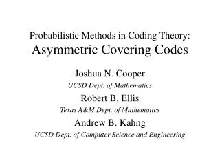probabilistic methods in coding theory asymmetric covering codes