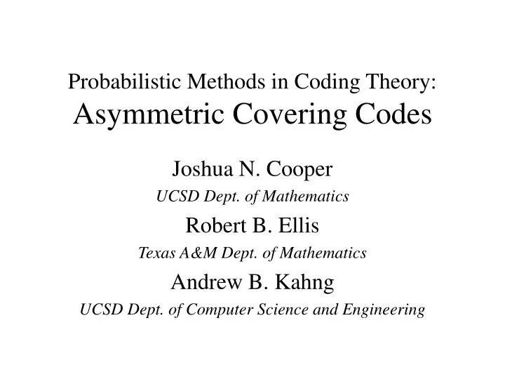 probabilistic methods in coding theory asymmetric covering codes