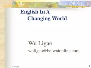 English In A Changing World