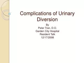 Complications of Urinary Diversion