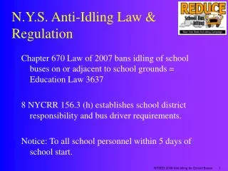 N.Y.S. Anti-Idling Law &amp; Regulation