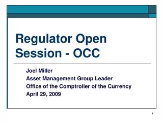 Regulator Open Session - OCC