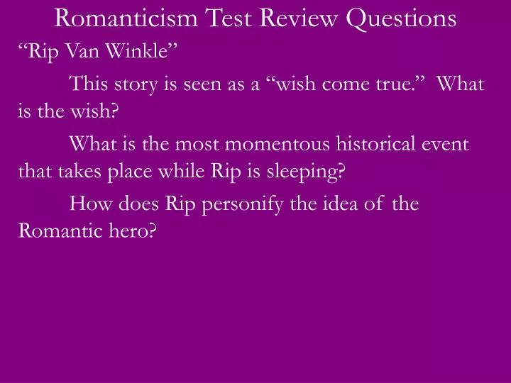 romanticism test review questions